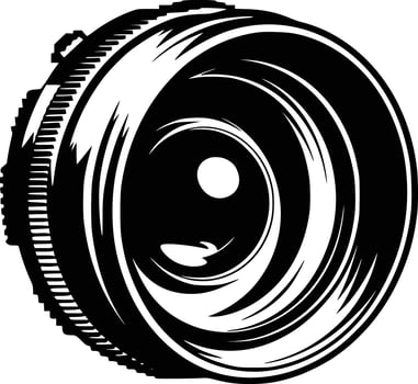Black and white bold illustrations of a camera lens, isolated on white background. vector