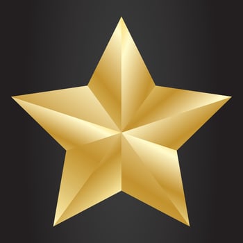 Golden realistic metallic stars isolated vector