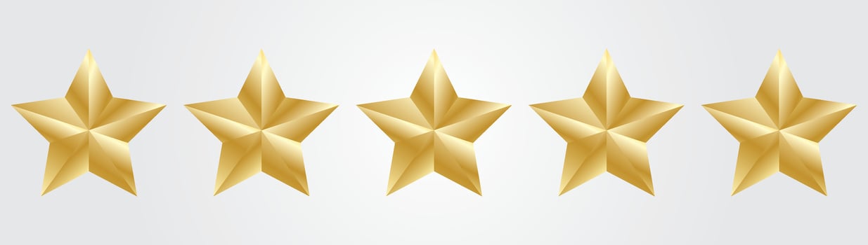 Stars set of realistic metallic golden stars isolated on white background vector