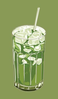 Iced Matcha Latte Aesthetic Illustration vector