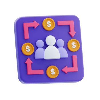Dollar Flow 3D Icon. Teamwork and money flow concept png