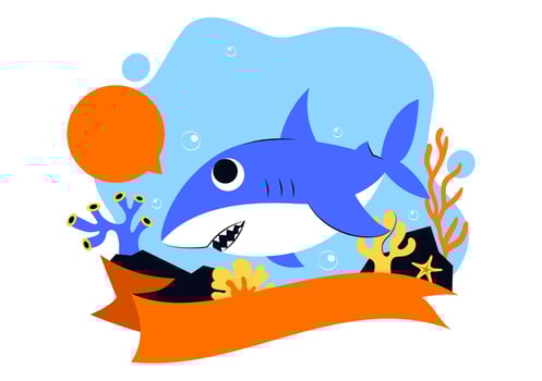 July 14 Shark Awareness Poster in Cartoon Flat Background with Ocean Theme vector