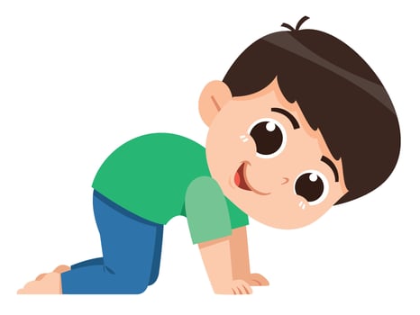 Curious Boy in Crawling Pose Cartoon Illustration vector