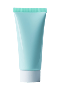 Light blue cosmetic tube container isolated on transparent background png