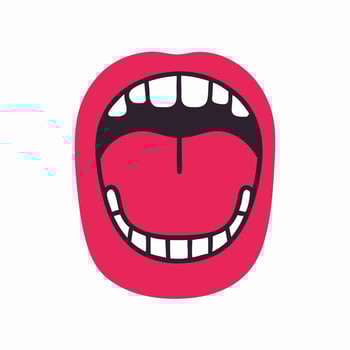 Open Mouth Illustration Graphic of a Wide Open Mouth with Teeth and Tongue vector