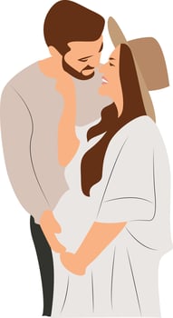 Pregnant Couple Embrace Love Baby vector