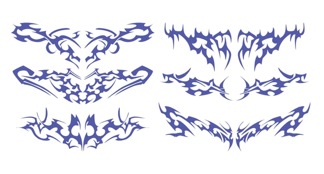 Symmetrical Design Assortment with Symmetrical Layout - Ideal for use in digital artworks, printables, and tattoos. vector