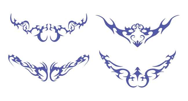 Decorative Array with Minimalist Ink - A unique set of tribal shapes suitable for various design needs. vector