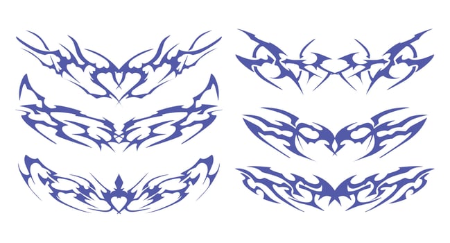 Tattoo Motif Group with Modern Ink - Ideal for use in digital artworks, printables, and tattoos. vector