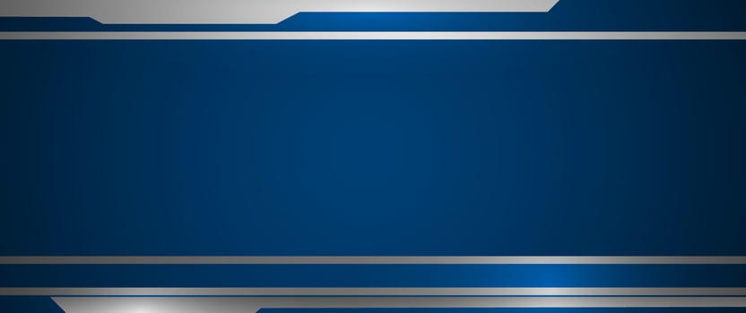 Abstract metallic shape, grey metal, line, light effect on dark blue gradient color vector