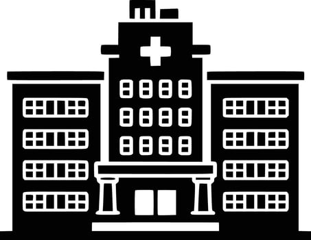 A black and white building with a cross on it vector