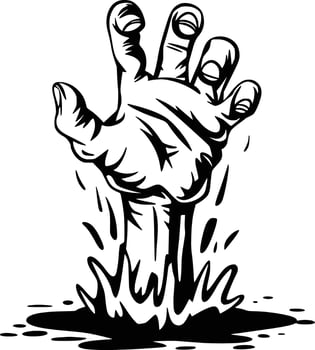 Zombie hand with blood splatter vector