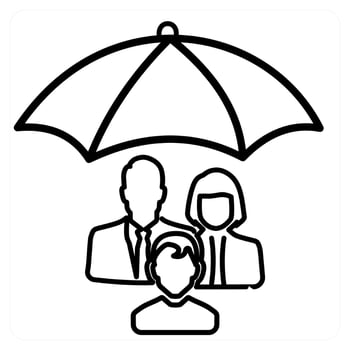 Family Health Insurance icon concept in black line color vector