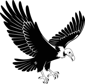 Black and white eagle silhouette vector