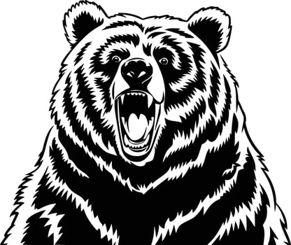 A black and white bear with its mouth open vector