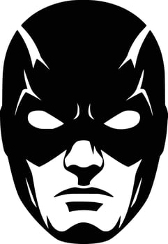 A black and white silhouette of a batman mask vector