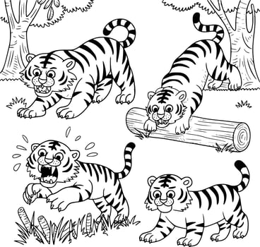 Tiger coloring pages vector