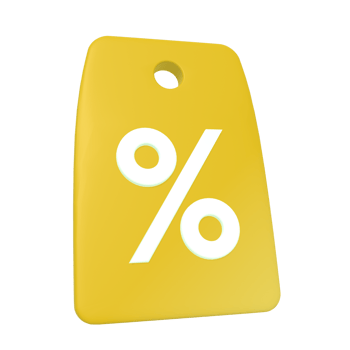 yellow price tag with percentage sign on transparent background png