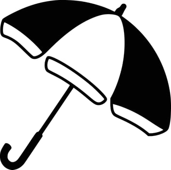 An umbrella is shown in black and white and isolated background vector