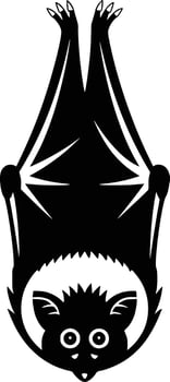 A black and white bat with a white background vector