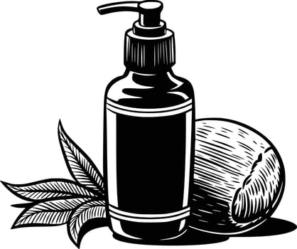 Coconut oil and leaves vector