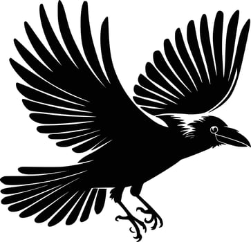 A black raven flying in the air vector