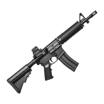 Semiautomatic firearm with a magazine is presented here in detailed view on transparent background png