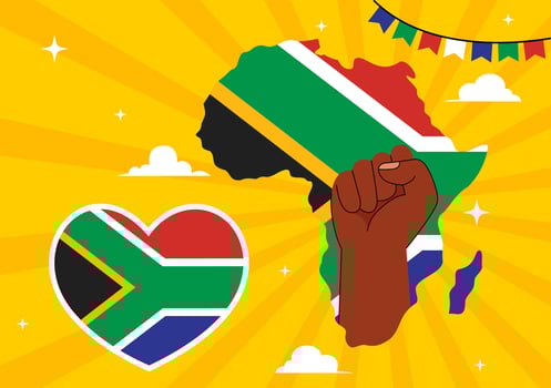 Nelson Mandela Day Poster with Patriotic Ribbon and Flag Elements vector