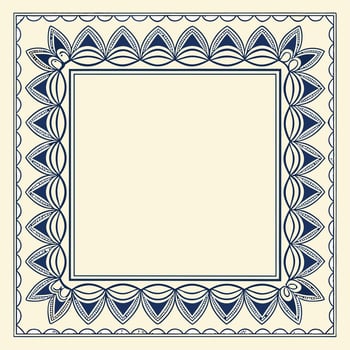 Ornate square frame template with decorative floral and geometric border design for invitations vector