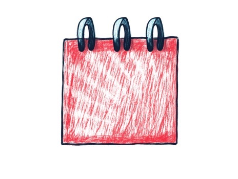 Colorful sketch of a blank calendar for planning and organization png