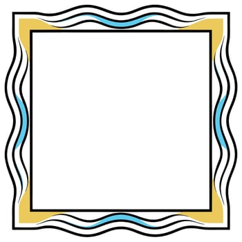 Modern square frame with wavy lines blue and gold accents illustration vector