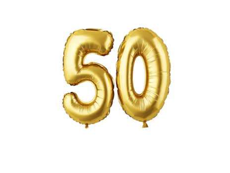 Celebrate a special 50th birthday with golden decorations and joy png