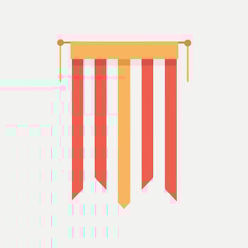 Simple flat illustration of decorative hanging banner ornate stripes and tassels vector