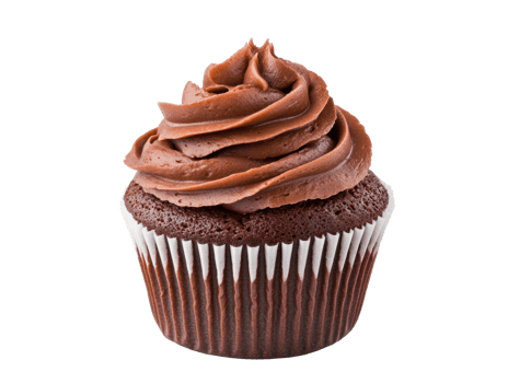 Chocolate cupcake with rich frosting on a white background png