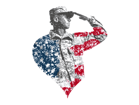 Saluting soldier with American flag design for patriotic themes png