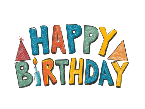 Colorful birthday greeting with festive decorations for celebration png