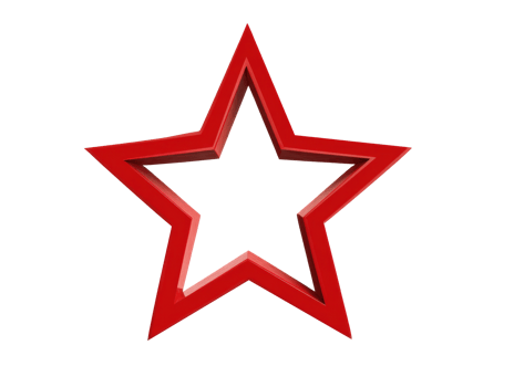 Red five-pointed star shape for various design applications png