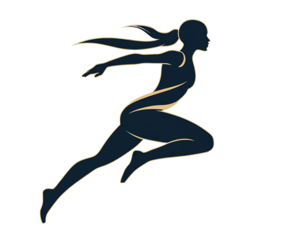 Elegant silhouette of a woman in motion celebrating athleticism png