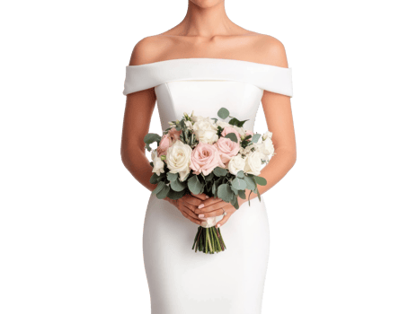 Elegant bridal bouquet with soft roses and greenery for wedding png