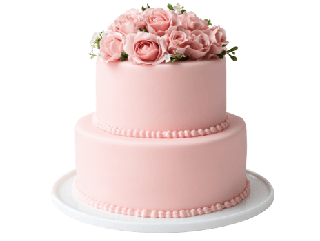 Beautiful pink cake adorned with fresh roses for celebrations png