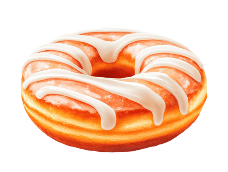 Sweet glazed donut with icing perfect for dessert or snack png