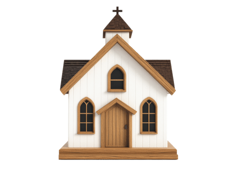 Charming wooden church model for holiday decor and celebrations png