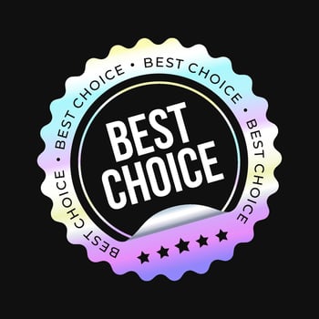 Holographic stickers for best choice sale stickers or banner. Curled paper hologram style circle label. Illustration vector