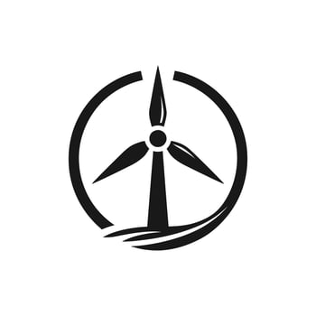 Wind Turbine Silhouette Icon and Logo Design Style vector