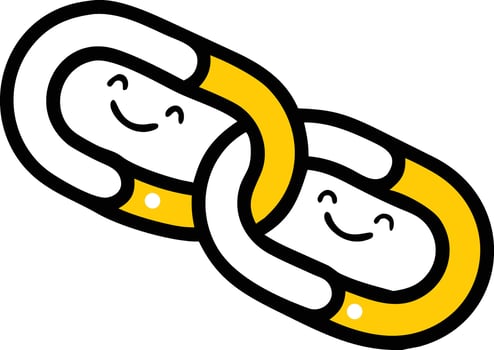 Isolated yellow 3d cartoon cheeky chains cartoon chains linked together illustration vector