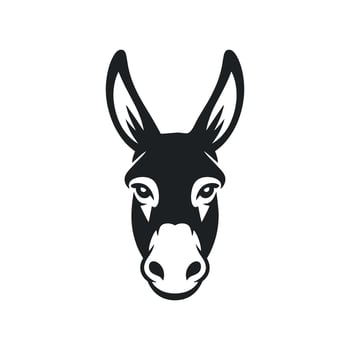 Stylized Donkey Head Illustration Black and White Farm Animal Icon vector