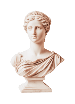Marble bust of classical female figure wearing crown png