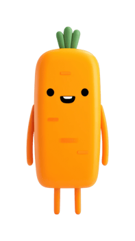 A cartoon carrot with a smile on its face png