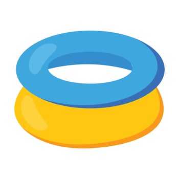 Blue yellow swim ring float vector