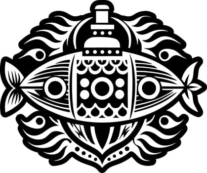 A glyph style icon of submarine tattoo vector